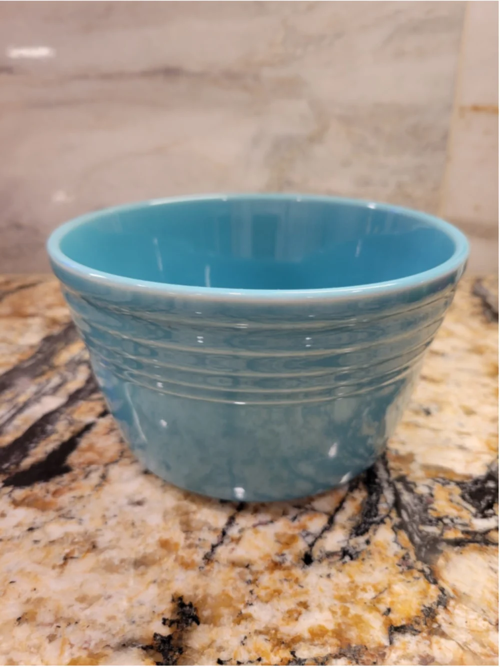 Fiesta Ware Turquoise Flower Pot Planter USA Ceramic Drain Hole Firing Cracks